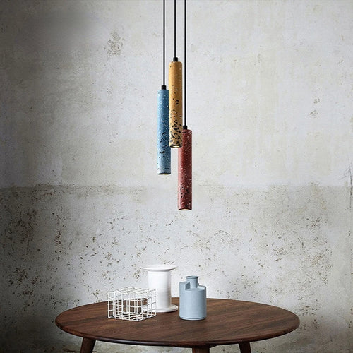 Suspension design nordique tube long en ciment décoratif moderne