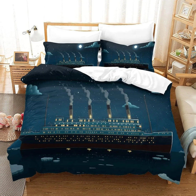 housse de couette 3D titanic motif océan romantique pour enfants