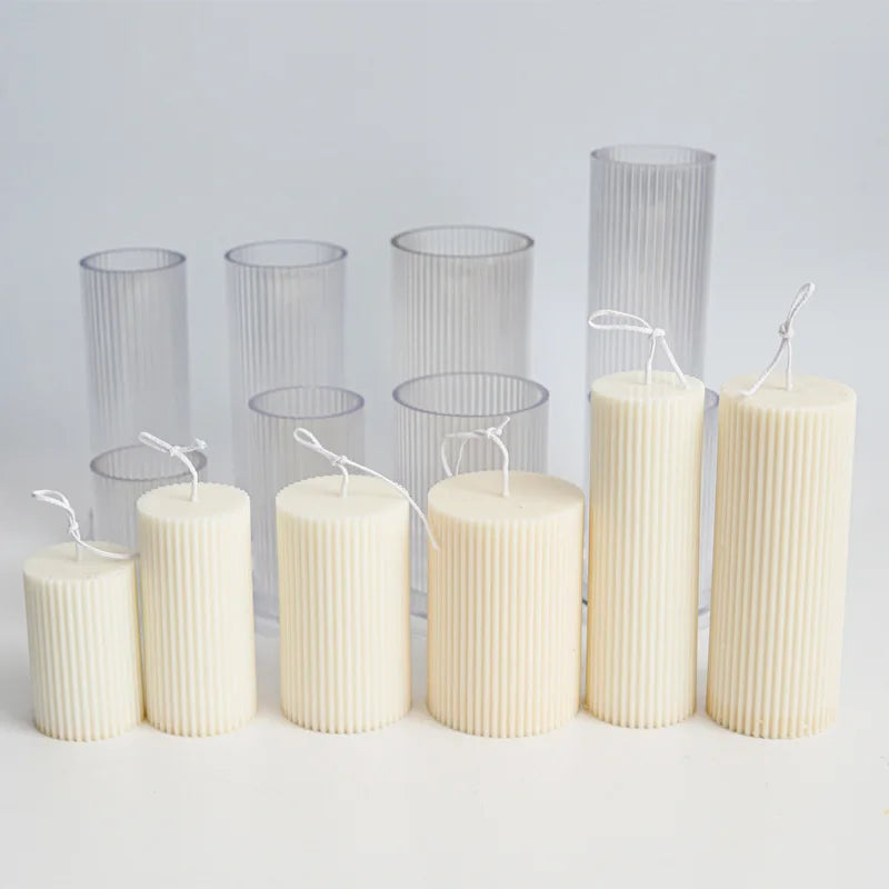 moule cylindrique à rayures pour fabrication de bougies en acrylique - vue 3 sur 14