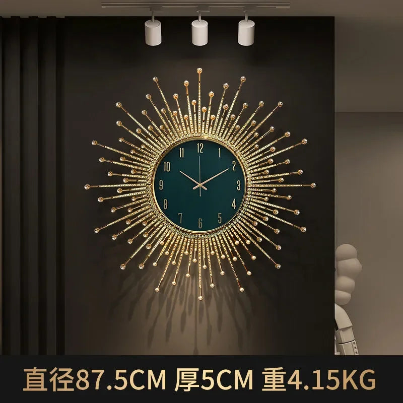 horloge murale de luxe en forme de soleil pour décoration moderne - vue 5 sur 10