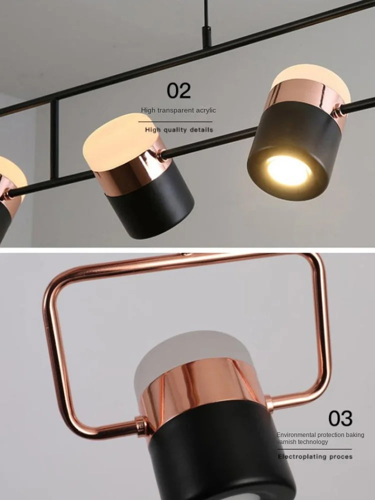 Nordic Designer Strip Restaurant Chandelier Minimalist Creative Bar Table Lamp, Bedroom Bedside Decoration Small GU10 Chandelier - vue 5 sur 14