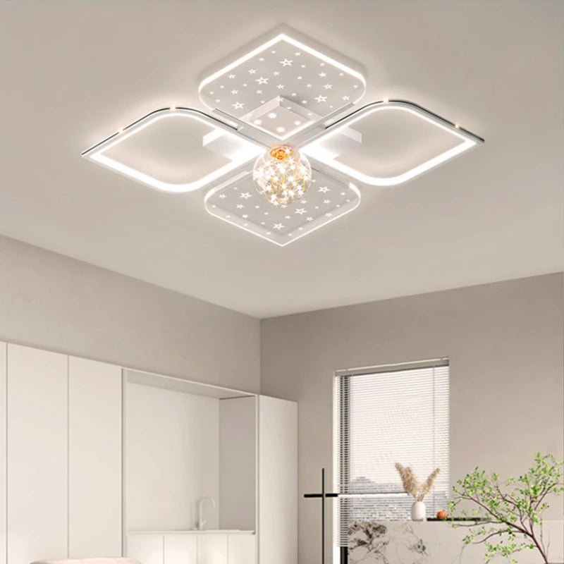 lustre led moderne quatre feuilles herbe ciel étoilé intérieur - vue 3 sur 18