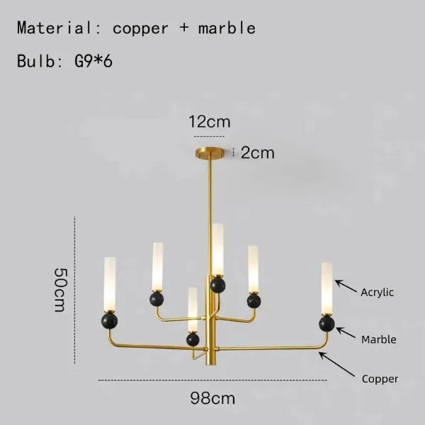suspension en marbre et cuivre pour éclairage intérieur moderne
