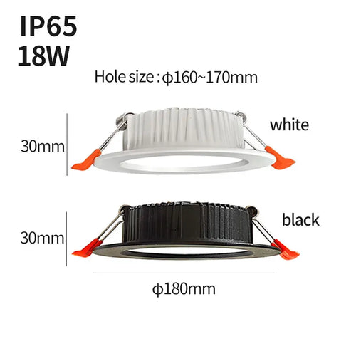 Luz de teto LED impermeável, holofotes ao ar livre, iluminação embutida, iluminação de alto brilho,  IP65, , 3W, 5W, - vue 7 sur 6