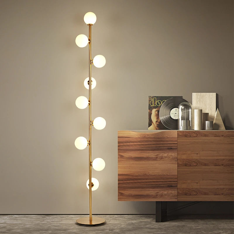 lampadaire boule de verre à 9 têtes design nordique décoratif - vue 4 sur 7