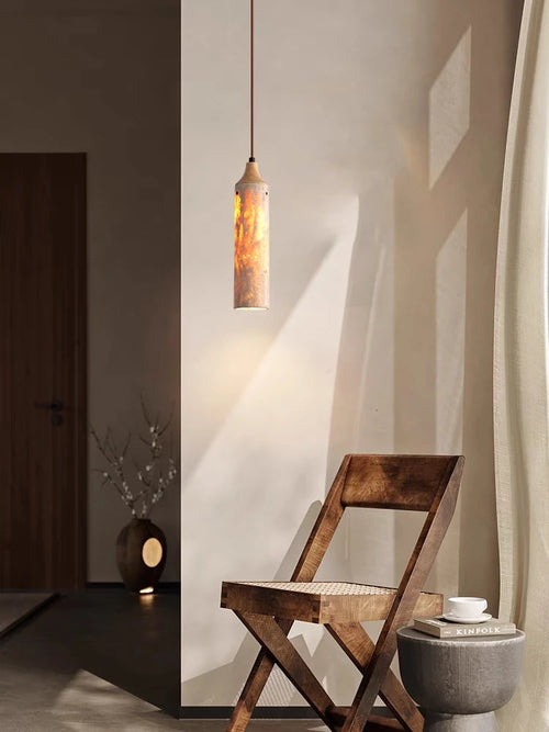lustre en bois japonais design wabi-sabi pour décoration intérieure - vue 7 sur 11