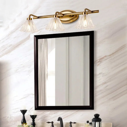 Vintage applique murale LED lumière Bronze clair abat-jour applique salle de bain lampe 2 têtes 4 têtes pour miroir couvercle en verre lumière intérieure - vue 4 sur 8