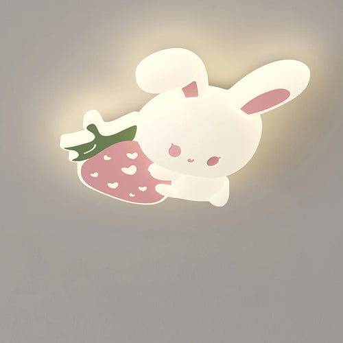 plafonnier lapin aux fraises pour chambre d'enfant décoration lumineuse - vue 2 sur 8