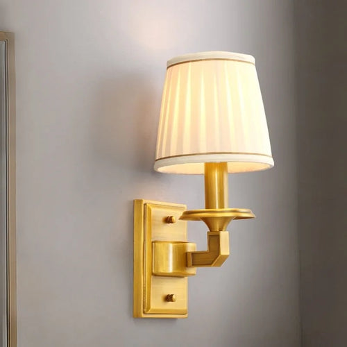 applique murale led en cuivre avec housse en tissu de qualité