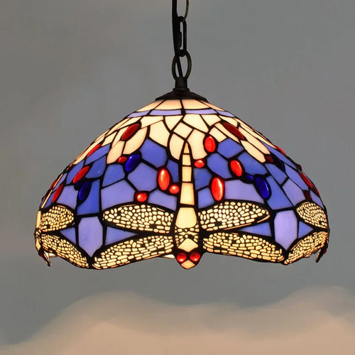 Lustre en verre coloré Tiffany rétro européen - vue 16 sur 29