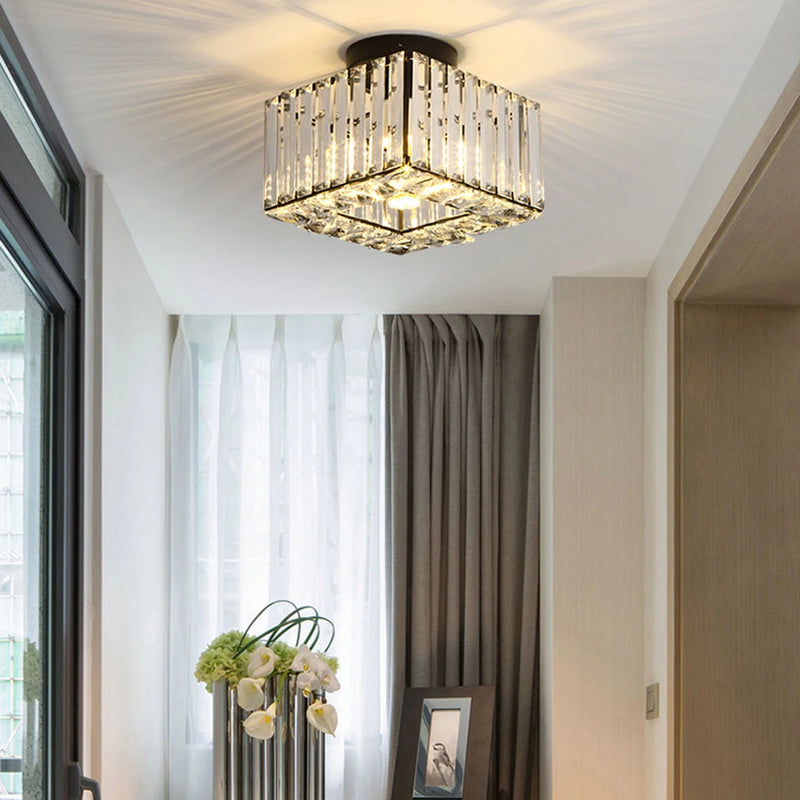 Lustre cristal led intérieur maison