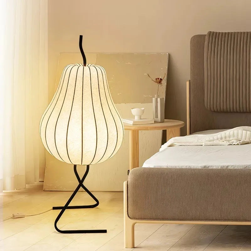 lampadaire en soie japonaise design wabi sabi pour décoration intérieure créative - vue 2 sur 8