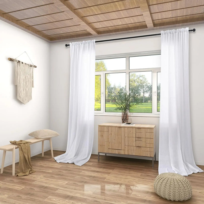 Voilage tulle imitation lin sur mesure grande hauteur