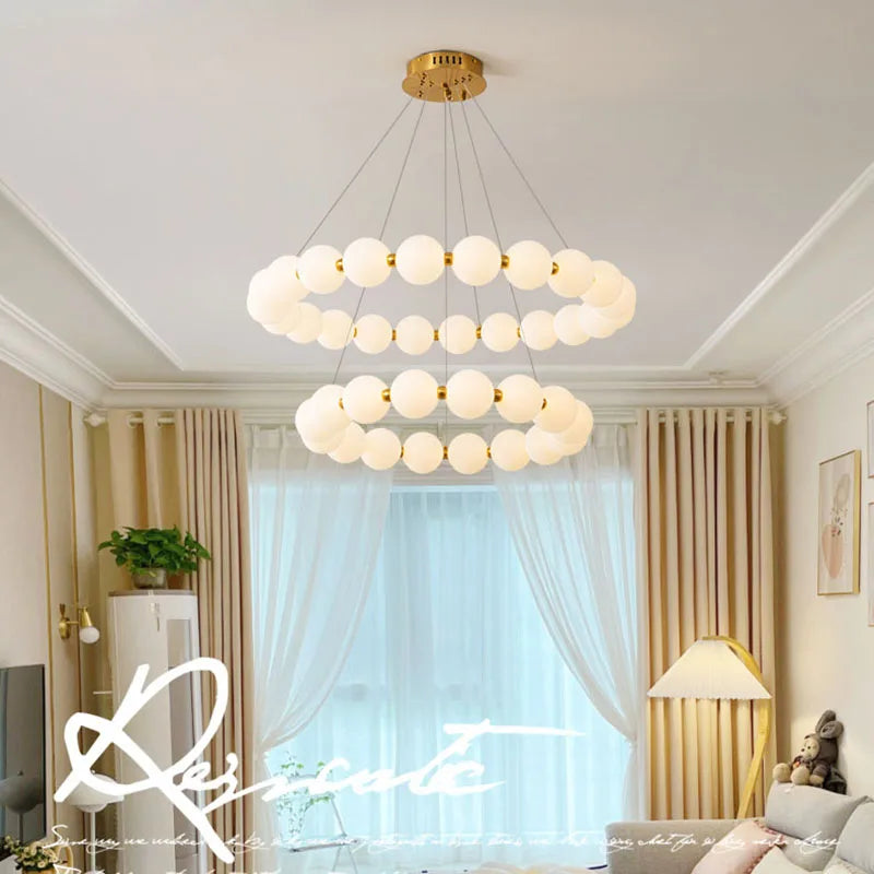 Anneau rond nordique LED lustre de plafond acrylique or pour salle à manger salon Table centrale chambre suspension éclairage décor luminaire - vue 4 sur 19