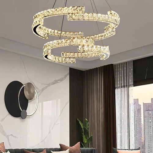 lustre moderne à led en cristal design élégant pour intérieur - vue 3 sur 13