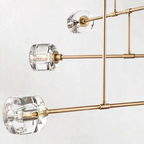 lustre en cristal de style américain en cuivre moderne - vue 5 sur 10