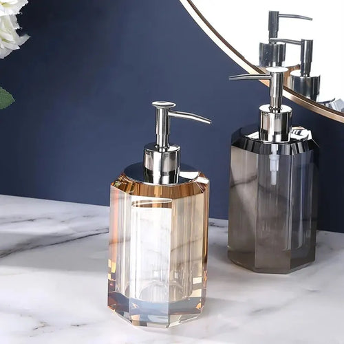 distributeur de savon liquide en cristal transparent pour salle de bain - vue 5 sur 20