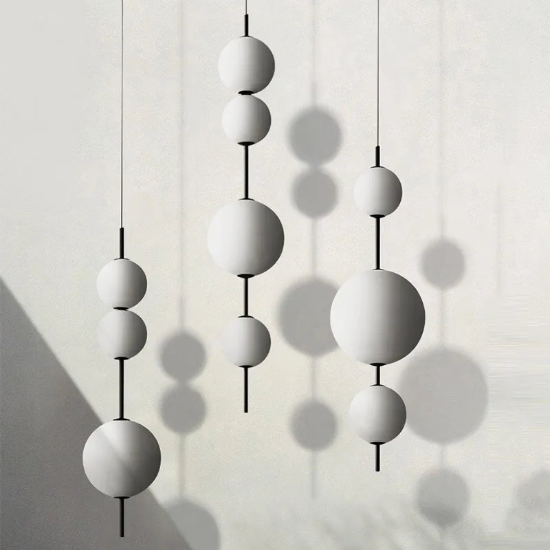 Modern minimalist restaurant chandelier, living room decoration Nordic white glass kitchen island, bedroom lighting chandelier - vue 3 sur 9