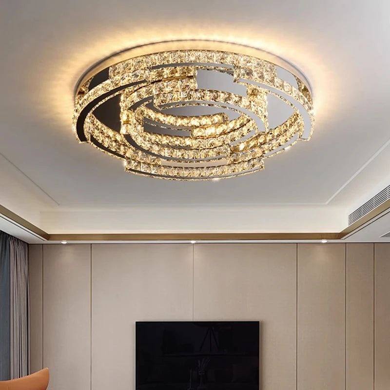 lampe de plafond led en cristal de style moderne avec télécommande