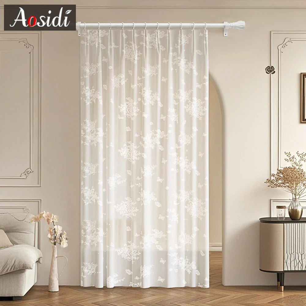 Voilage tulle floral moderne pour salon chambre fenêtre - vue 2 sur 8