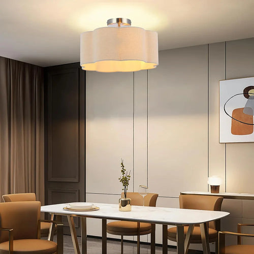 E27 pétale 3 lumières semi-encastré plafonnier tissu abat-jour pour chambre d'enfants chambre cuisine couloir entrée avec ampoule - vue 5 sur 9