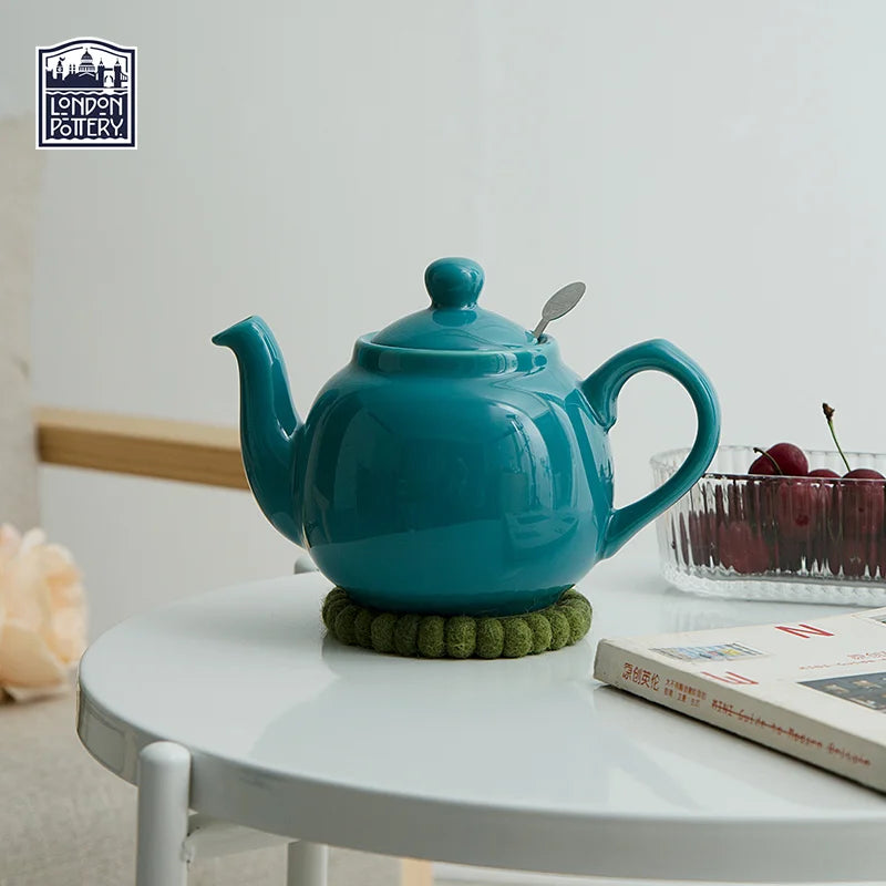Theiere ceramique style farmhouse avec filtre inox