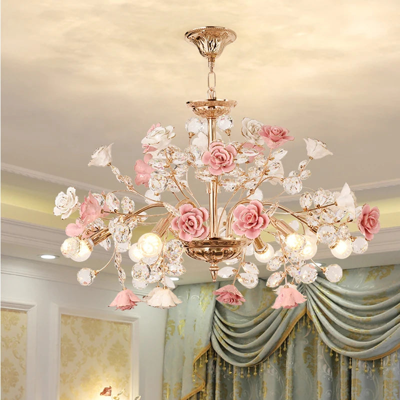 lustre en cristal céramique porcelaine lampe LED pour intérieur - vue 3 sur 9