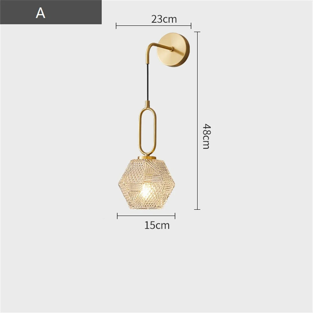 applique murale moderne en cuivre et verre à led décorative - vue 11 sur 12