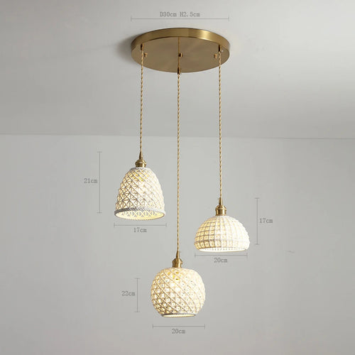 suspension LED blanc en céramique luminaires maison éclairage intérieur chambre salon à côté nordique moderne cuivre suspension lampe - vue 19 sur 23
