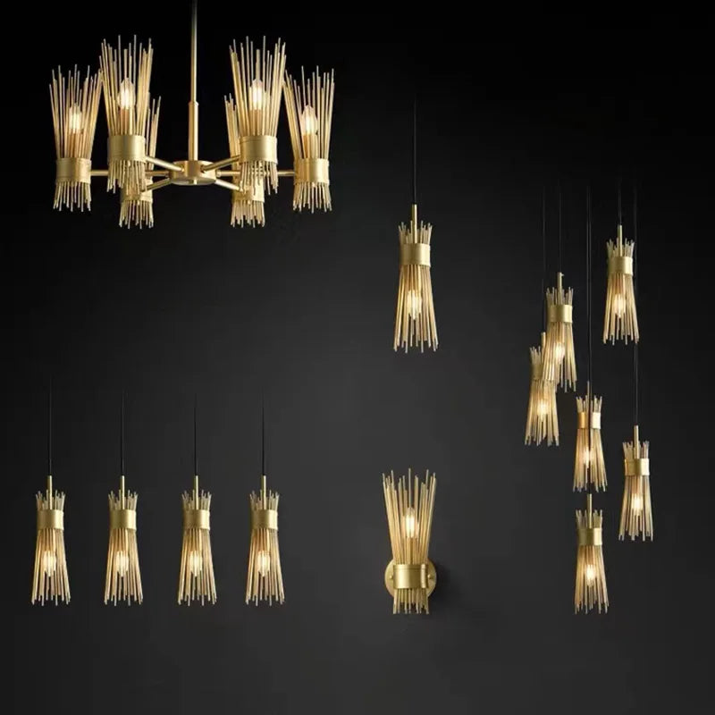 lustre en cuivre plein led créatif suspendu pour décoration maison - vue 5 sur 16