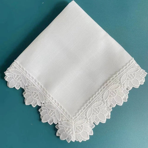 Serviette de table dentelle brodée style europe lin - vue 2 sur 13
