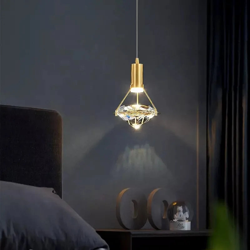 Lampe de suspension LED moderne de luxe diamant cristal suspendu plafond lustre lampes Led nordique créatif chevet décor à la maison éclairage