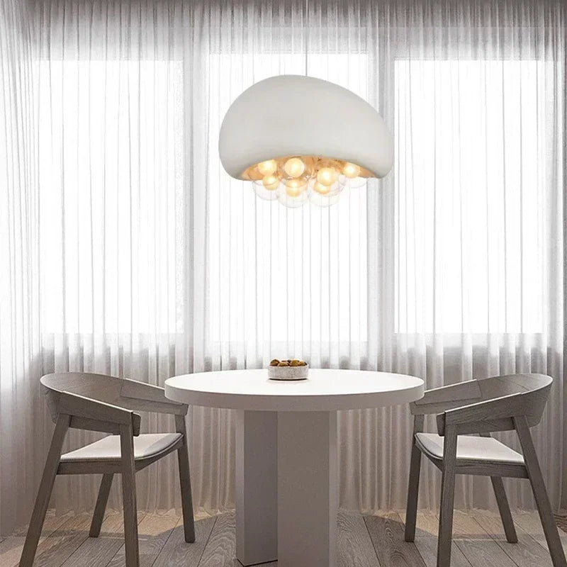 lustre suspendu minimaliste style wabi sabi avec éclairage led - vue 4 sur 12
