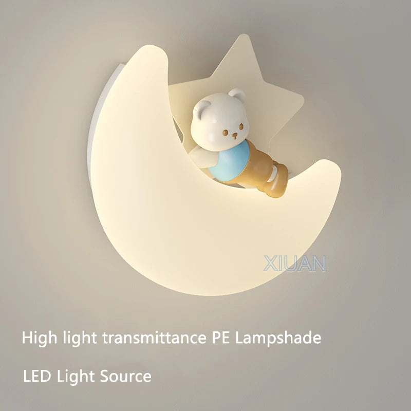 applique murale romantique lune ange ours fille enfant - vue 6 sur 11