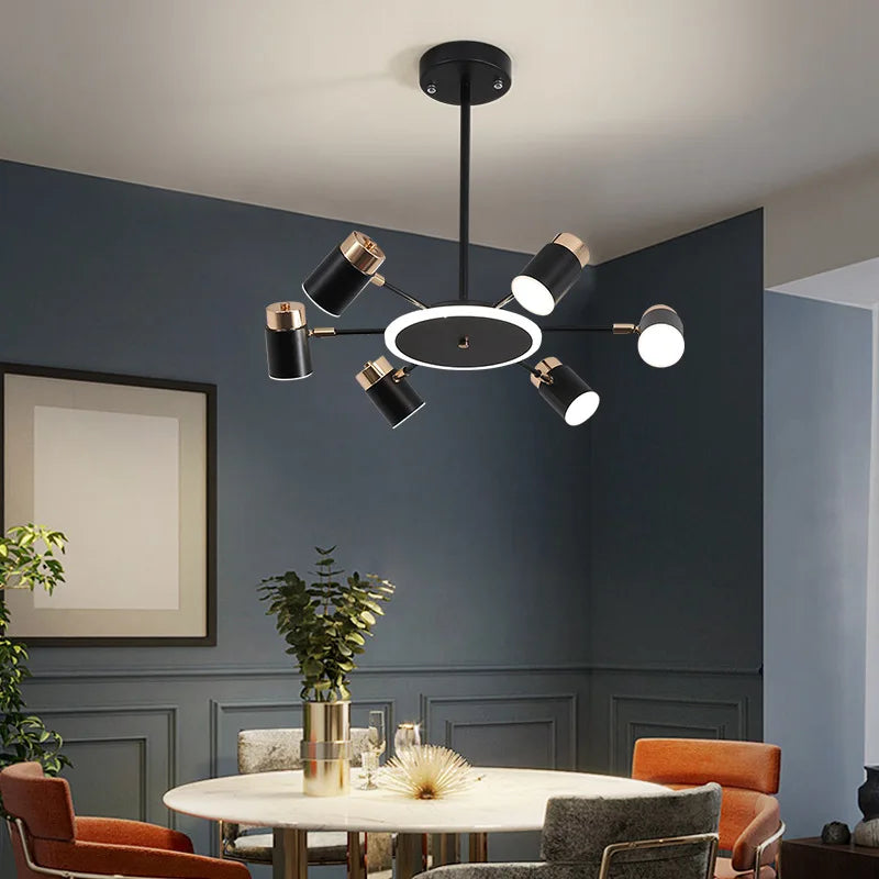 lustre led rotatif en métal pour éclairage de restaurant - vue 5 sur 11