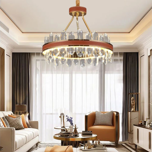 suspension en cristal et cuir pour éclairage moderne créatif de la maison - vue 2 sur 16