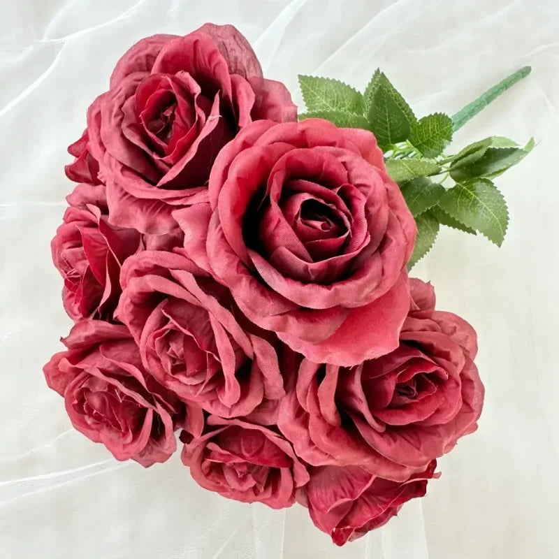bouquet de roses artificielles en soie pour décoration intérieure - vue 10 sur 28