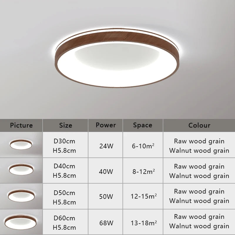 plafonnier led circulaire grain de bois design moderne éclairage minimaliste