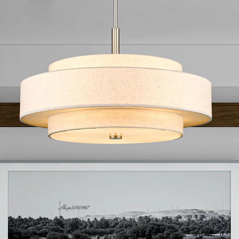 Moderne minimaliste tissu Suspension tissu créatif arrondi Luminaire salon décor salle à manger Suspension Luminaire