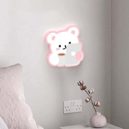 applique murale ours rose pour chambre d enfant mignonne moderne - vue 5 sur 8