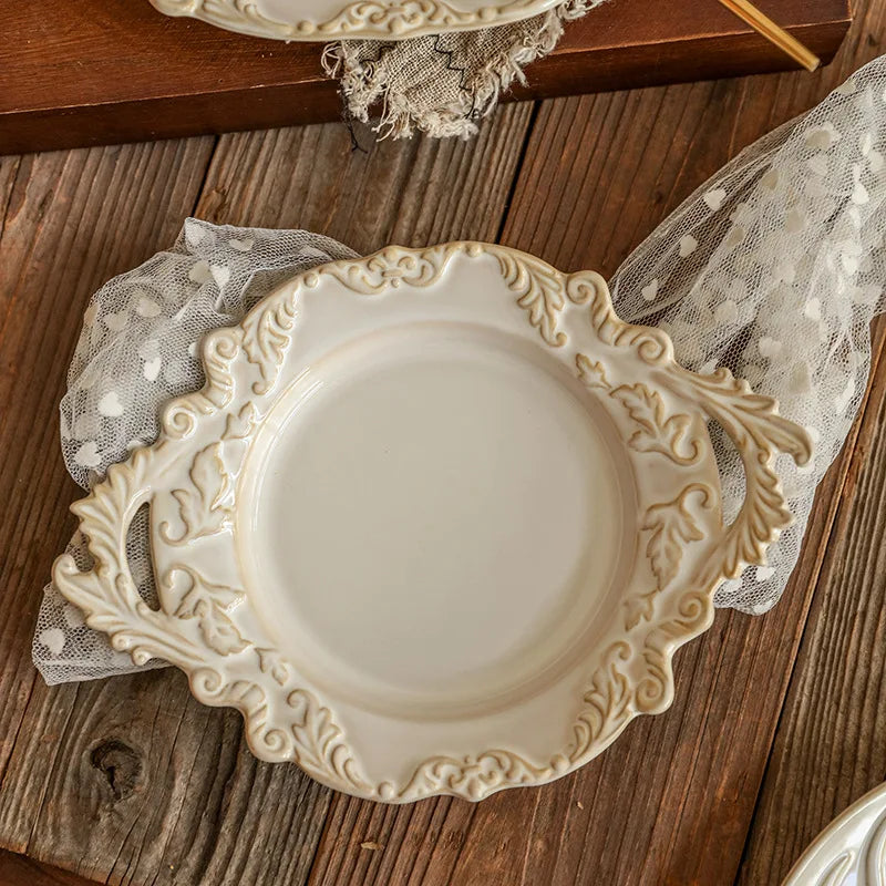Assiette céramique rétro style français pour pâtes dessert - vue 5 sur 7