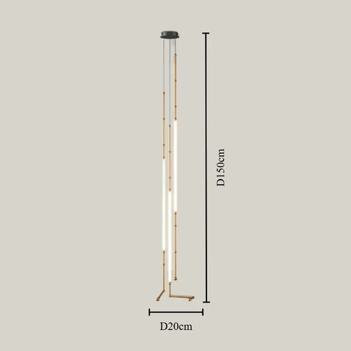 lustre moderne en bambou fer et silicone avec lumières led - vue 9 sur 17