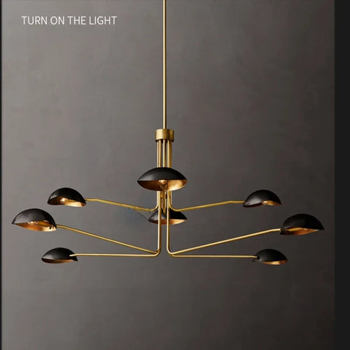 lustre rétro en cuivre lampe créative à bras long design industriel - vue 4 sur 16