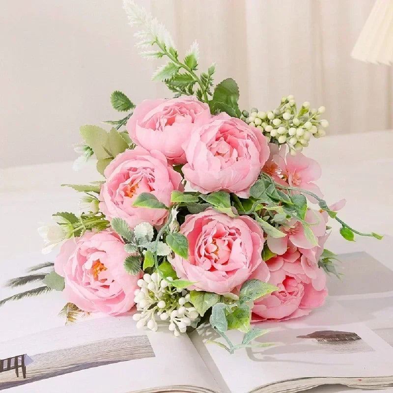 bouquet de pivoines artificielles pour décoration intérieure - vue 4 sur 12