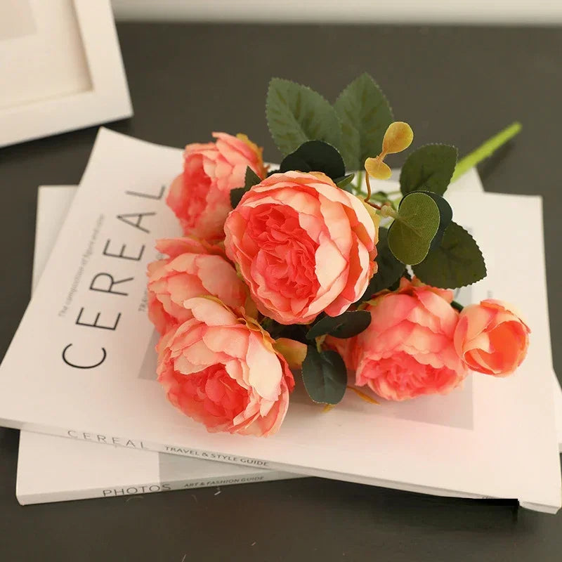 bouquet de pivoines vintage en soie décoration festive pour toutes occasions