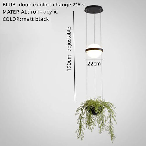 lustre moderne nordique avec pot de fleur led suspendu - vue 9 sur 18