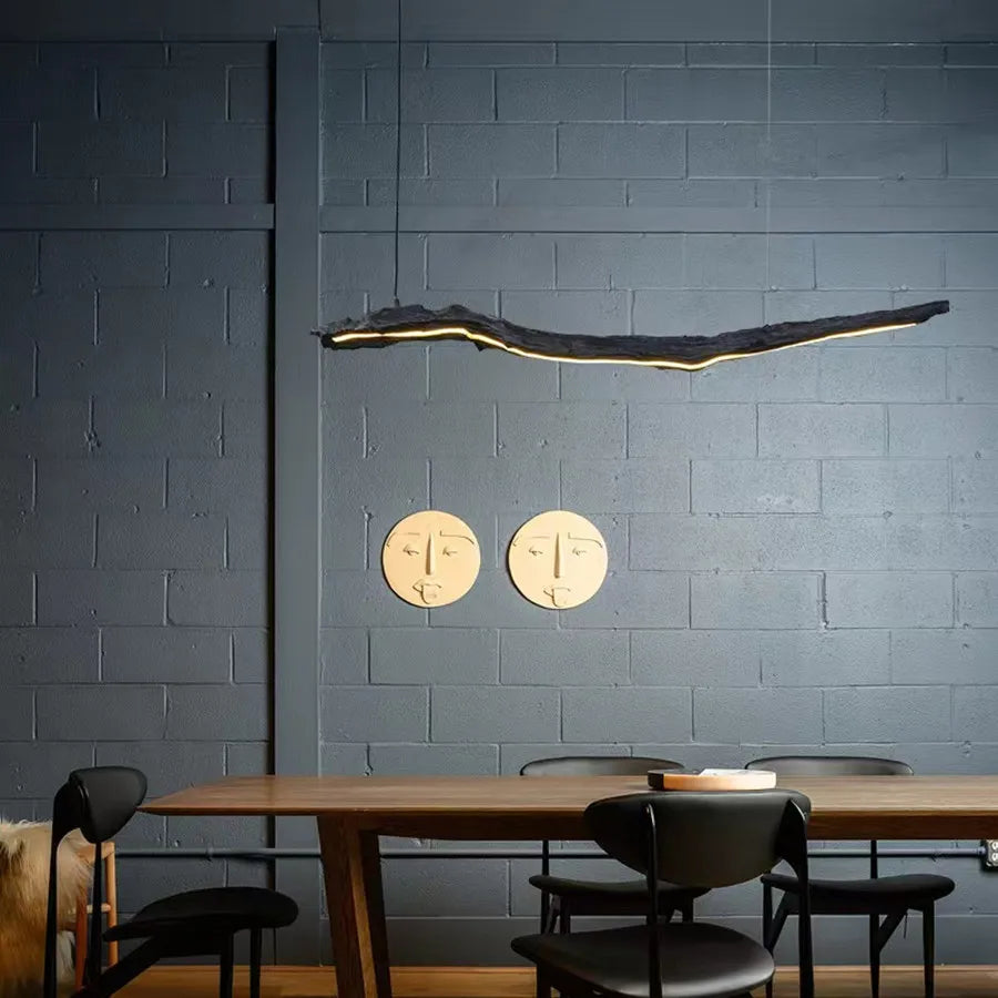 Personnalité nordique LED bandes lumineuses noir Restaurant Wabi-sabi lustre bureau chambre café salle d'exposition lampes suspendues - vue 2 sur 8