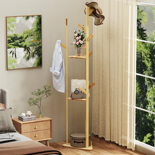 support en bambou naturel pour vêtements et accessoires décoratifs - vue 3 sur 6