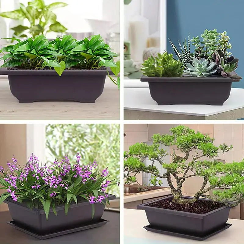pots de fleurs rectangulaires imitation argile pour jardin extérieur