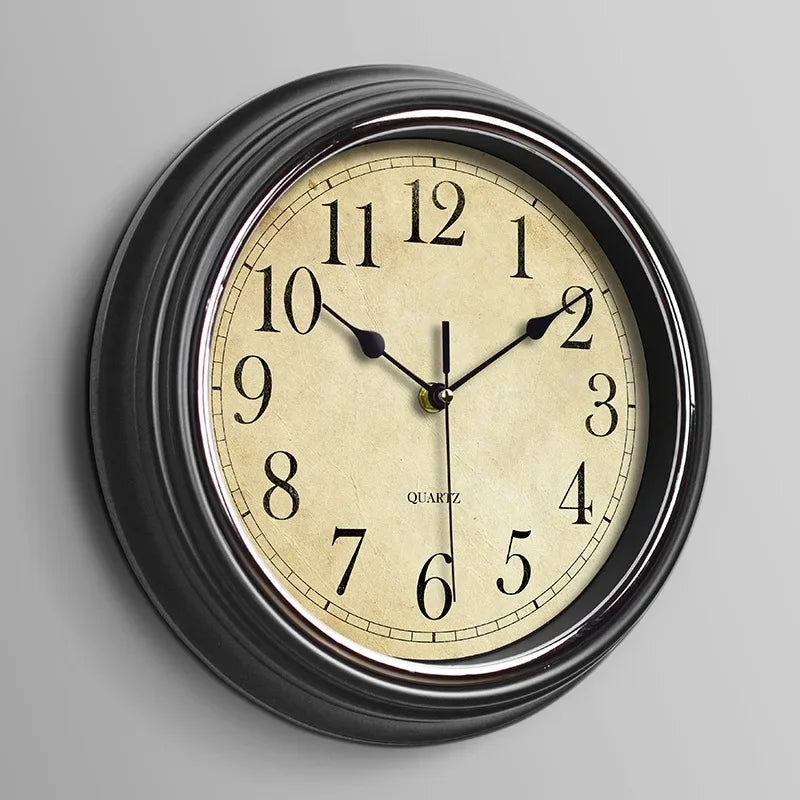 horloge murale vintage silencieuse pour décoration intérieure